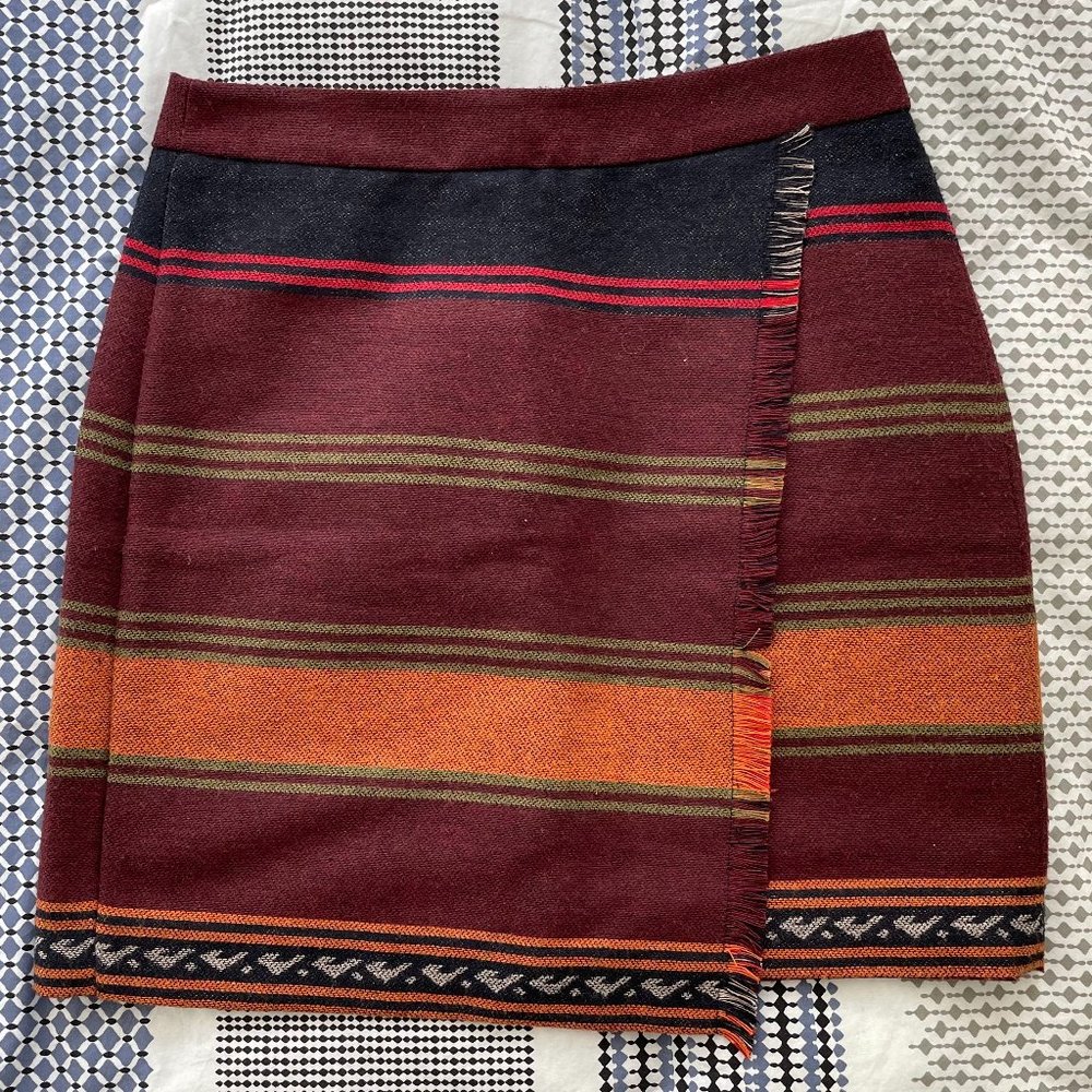 LOFT Striped Wrap-Style Pencil Skirt
